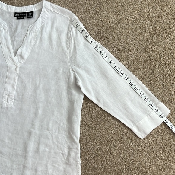 Jones New York White Linen Vneck Tunic Top M - Picture 7 of 13